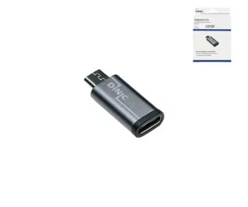 Adapter, micro plug to USB C socket, aluminium box, space grey, DINIC Box